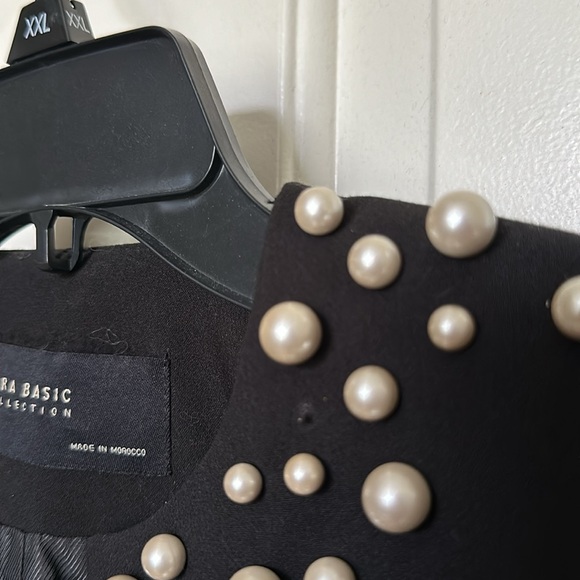 Zara Basic Collection Pearls Embellished Neck Jacket/Blazer - Picture 5 of 10